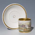 Ansichten-Tasse, Untertasse.