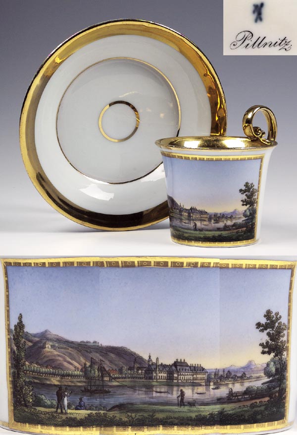 Biedermeier-Ansichtentasse, Untertasse.