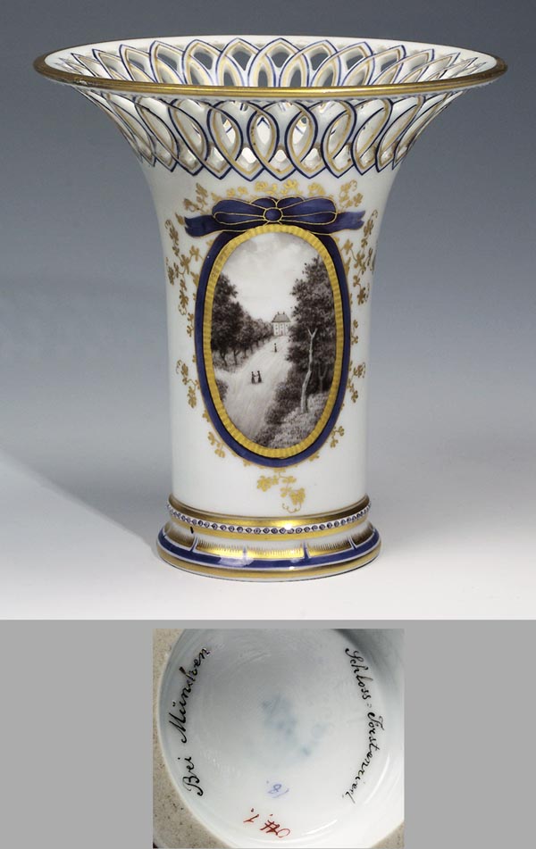 Vase mit Durchbruchrand.