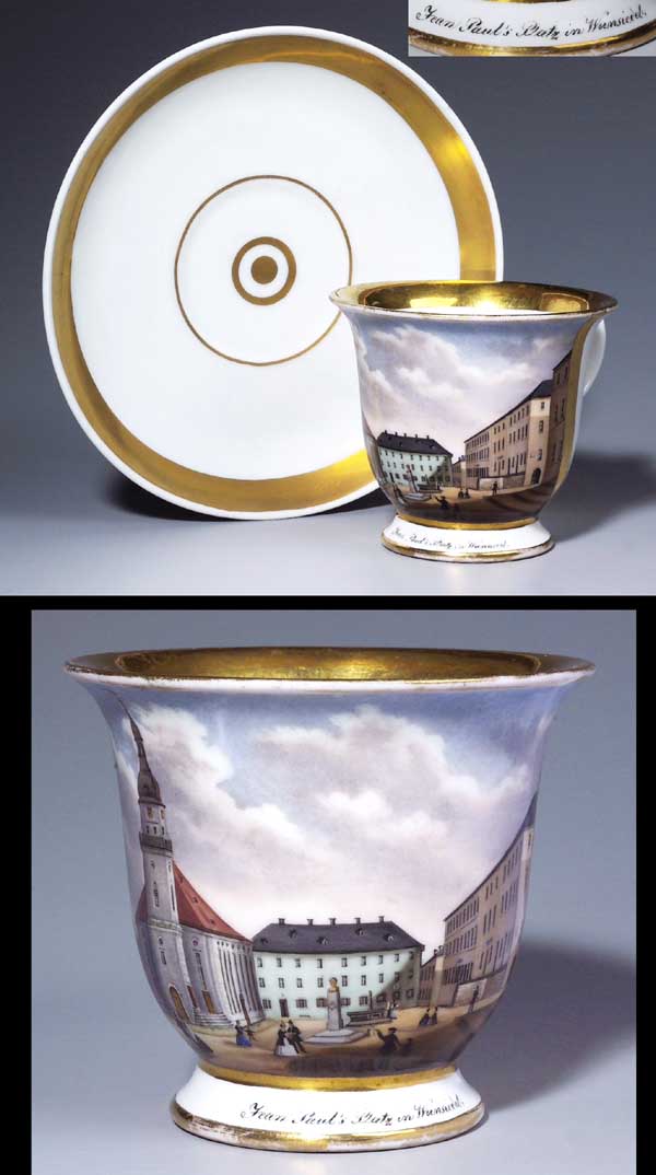 Ansichten-Tasse, Untertasse.