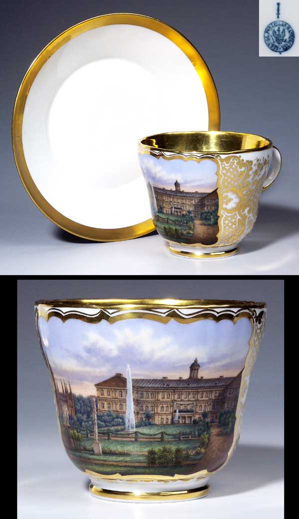 Große Ansichten-Tasse, Untertasse.