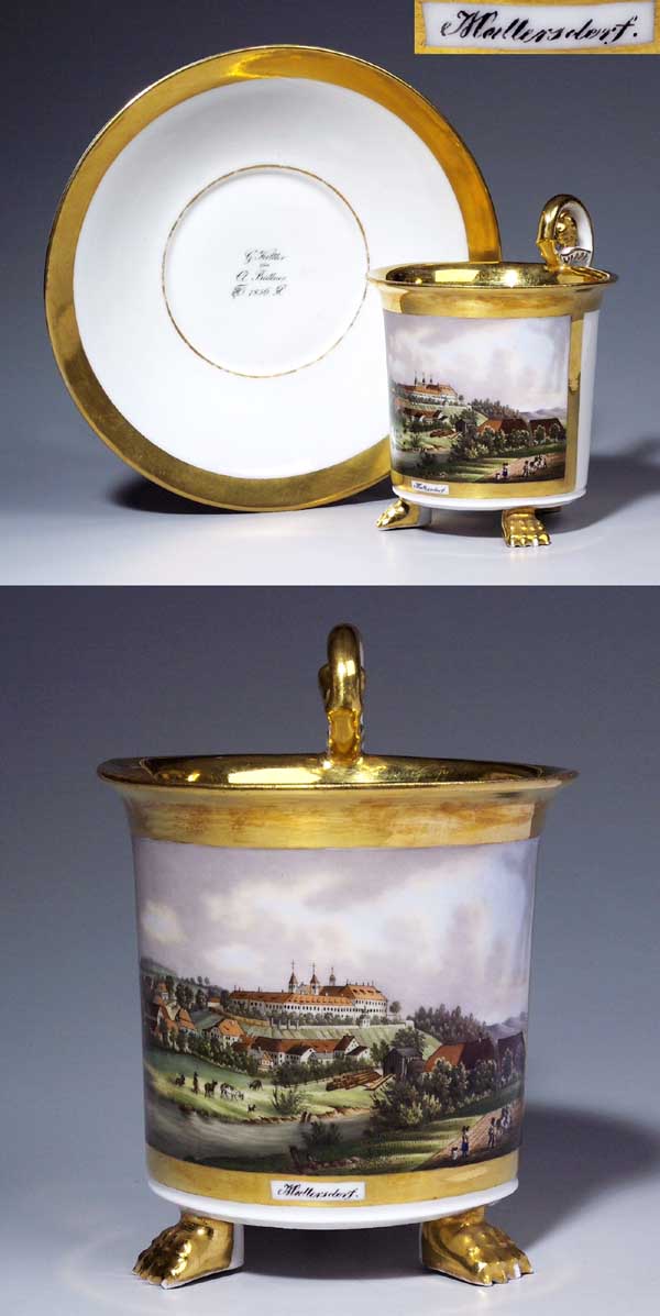 Ansichten-Tasse, Untertasse.