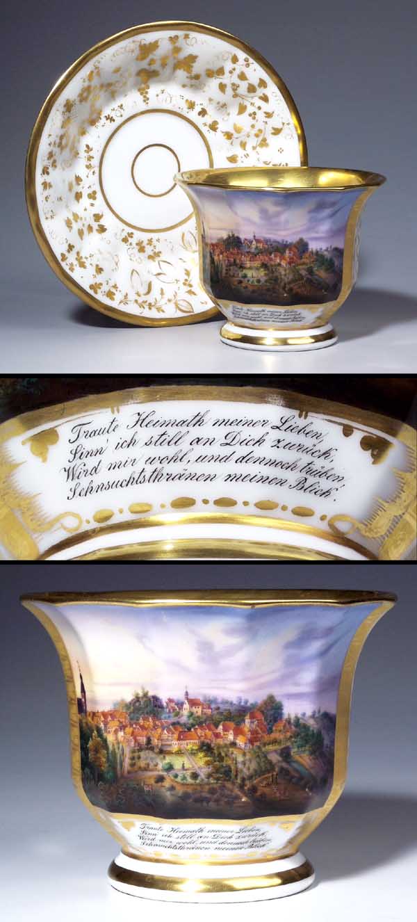 Große Ansichten-Tasse, Untertasse.
