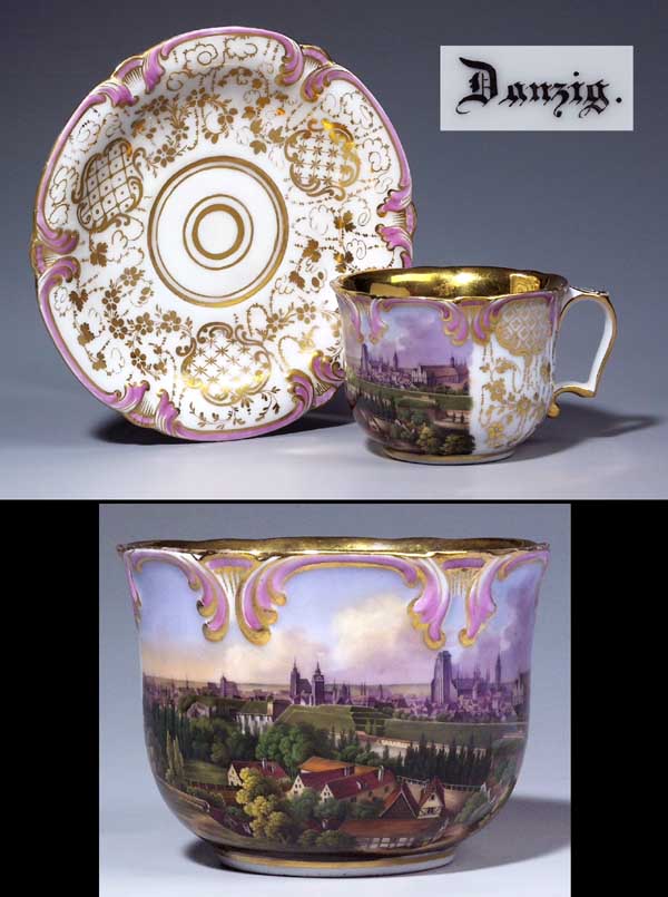 Ansichten-Tasse, Untertasse.