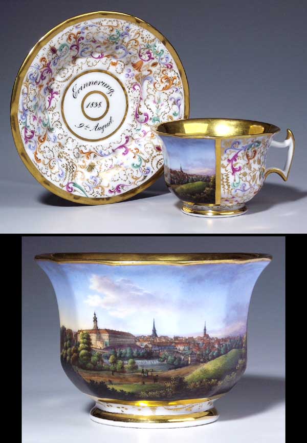 Ansichten-Tasse, Untertasse.