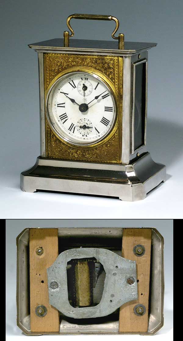 Reiseuhr mit Walzenspielwerk.