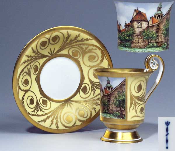 Ansichten-Tasse, Untertasse.