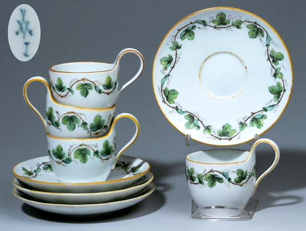 4er Satz Biedermeier-Tassen, Untertasse