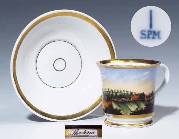 Ansichten-Tasse, Untertasse.