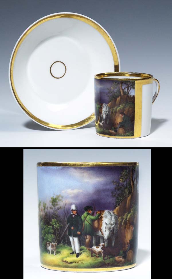 Biedermeier-Jagdtasse, Untertasse.