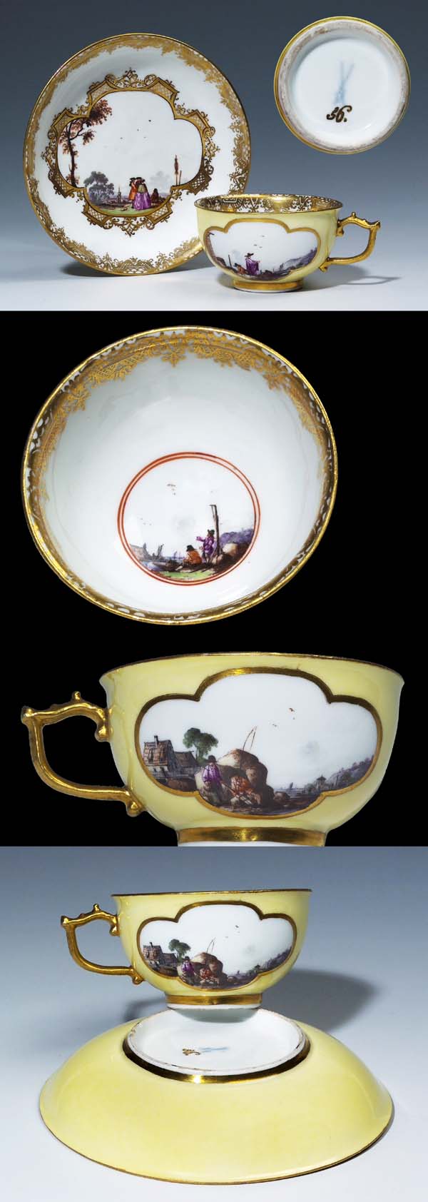 Gelbfond-Tasse, Untertasse.