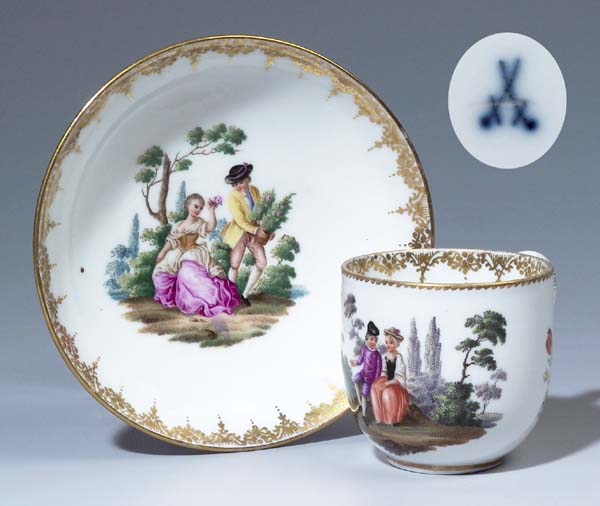 Watteau-Tasse, Untertasse.
