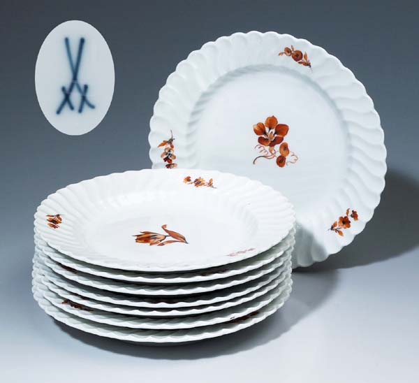 8er Satz Art Déco-Dessertteller.