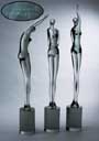 3er Satz Glas-Sculpturen.