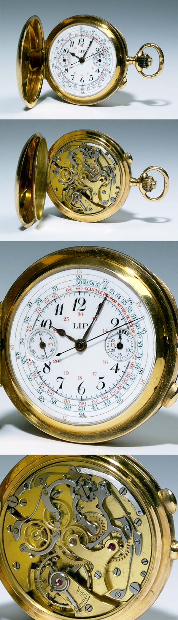 Goldene Herren-Savonette mit Chronograp