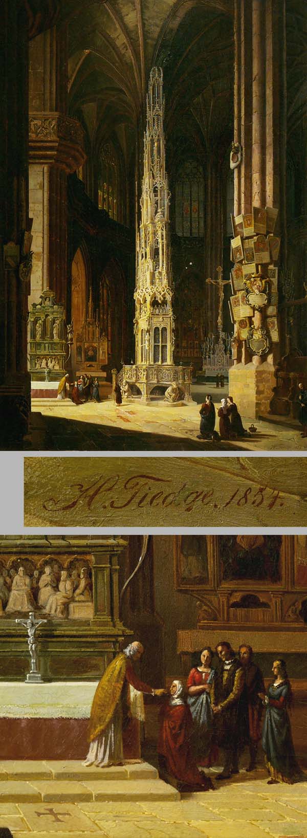 Kircheninterieur Mitte 19.Jahrhundert.