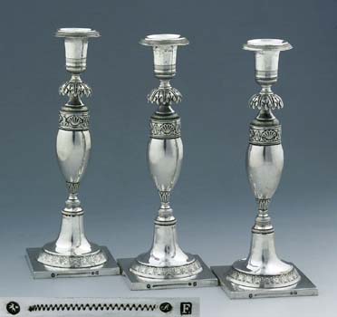 3er Satz Biedermeier-Kerzenleuchter.