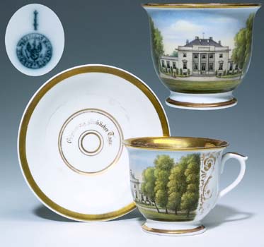 Ansichten-Tasse, Untertasse.