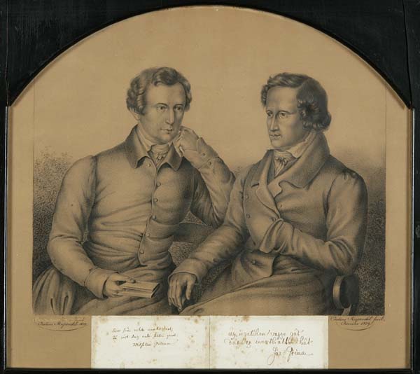 Gebrüder Grimm-Lithographie mit Autogra