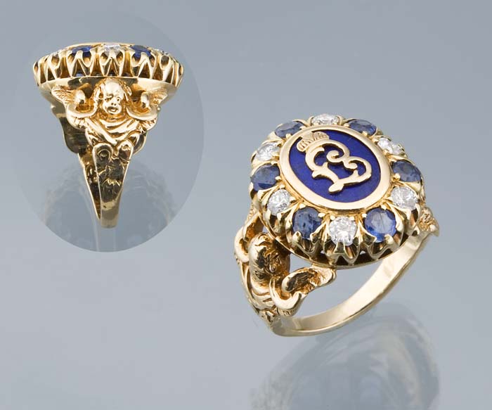Diamant-Saphir-Monogrammring.
