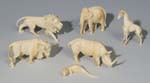 6er Satz Elfenbein-Tierfiguren.