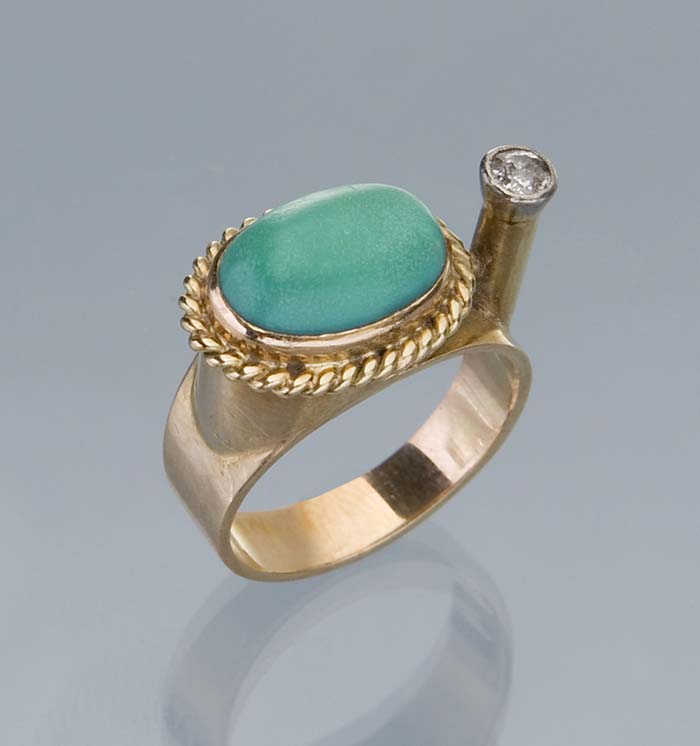 Cabochon-Diamant-Ring.